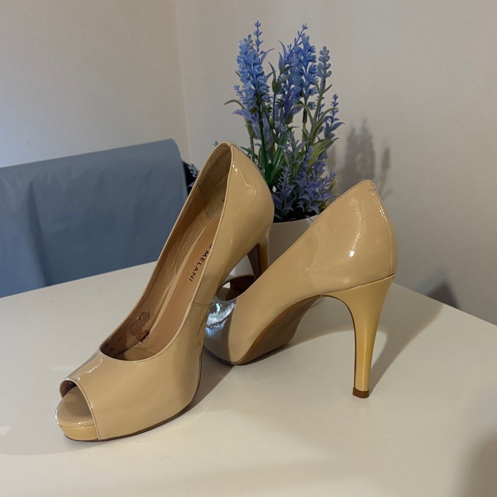 ANTONIO MELANI Nude Peep-Toe Heels
